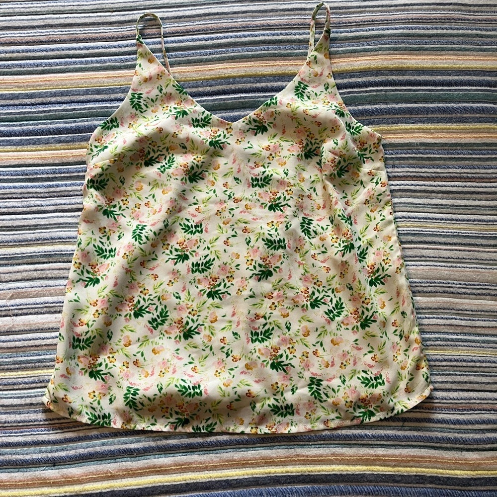 Banana Republic Pink and Green Fitted Camisole Top